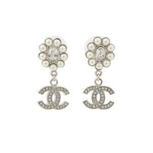 Chanel Cc Logo Earrings Silver-Tone #246824C13B